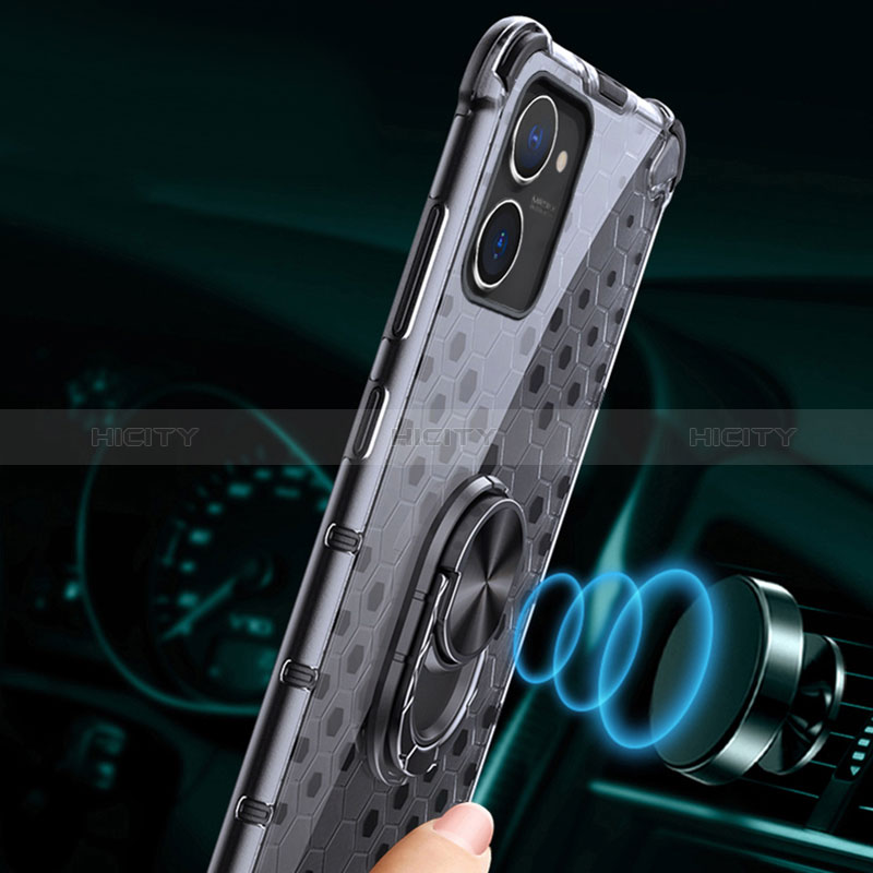 Funda Bumper Silicona Transparente Espejo 360 Grados con Magnetico Anillo de dedo Soporte AM1 para Realme 10S 5G