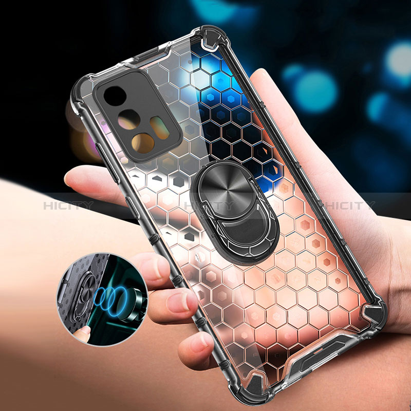 Funda Bumper Silicona Transparente Espejo 360 Grados con Magnetico Anillo de dedo Soporte AM1 para Realme GT 5G