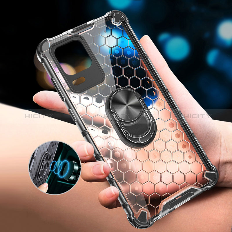 Funda Bumper Silicona Transparente Espejo 360 Grados con Magnetico Anillo de dedo Soporte AM1 para Realme Narzo 30 5G