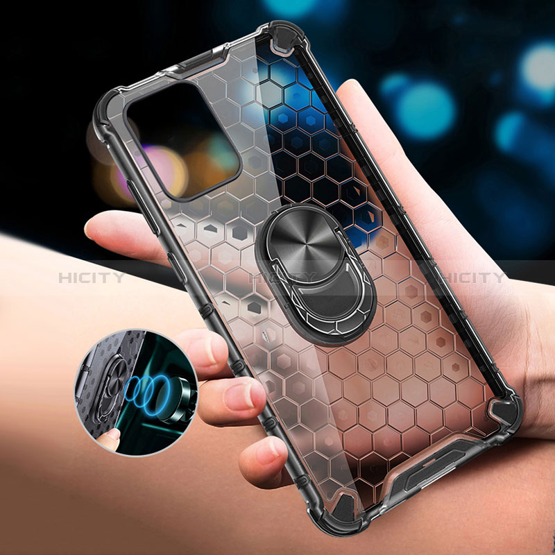 Funda Bumper Silicona Transparente Espejo 360 Grados con Magnetico Anillo de dedo Soporte AM1 para Realme Q5x 5G