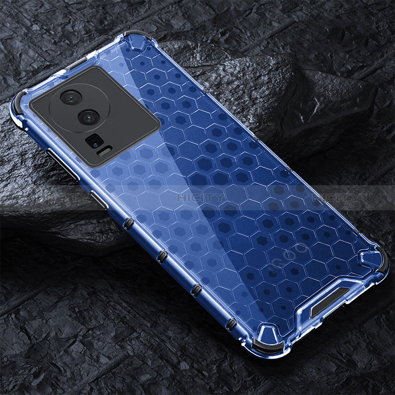 Funda Bumper Silicona Transparente Espejo 360 Grados con Magnetico Anillo de dedo Soporte AM1 para Vivo iQOO Neo7 SE Azul