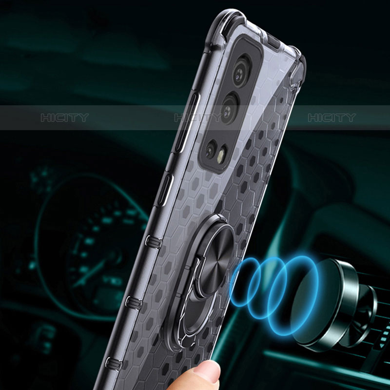 Funda Bumper Silicona Transparente Espejo 360 Grados con Magnetico Anillo de dedo Soporte AM1 para Vivo iQOO Z3 5G