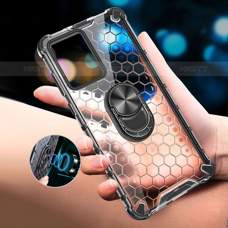 Funda Bumper Silicona Transparente Espejo 360 Grados con Magnetico Anillo de dedo Soporte AM1 para Vivo T1 5G India