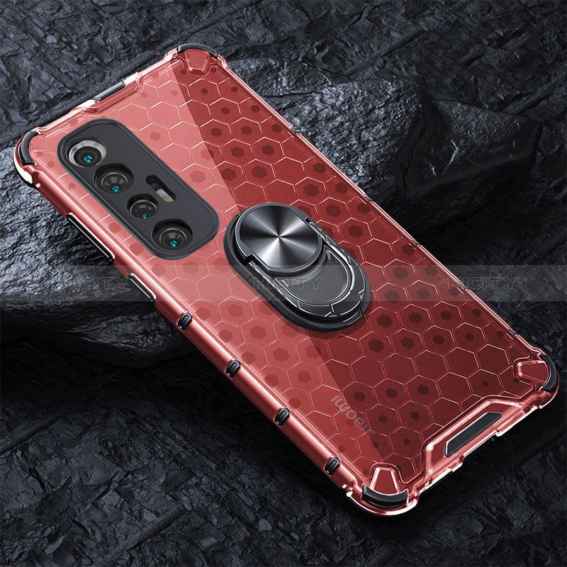 Funda Bumper Silicona Transparente Espejo 360 Grados con Magnetico Anillo de dedo Soporte AM1 para Xiaomi Mi 10S 5G