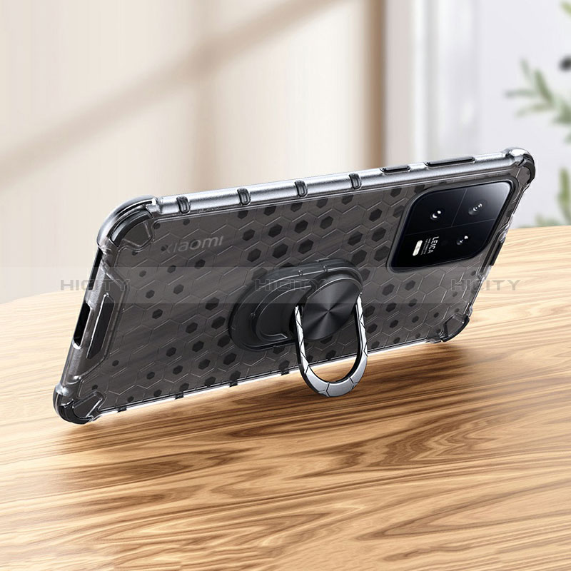 Funda Bumper Silicona Transparente Espejo 360 Grados con Magnetico Anillo de dedo Soporte AM1 para Xiaomi Mi 13 Pro 5G