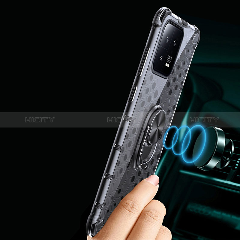 Funda Bumper Silicona Transparente Espejo 360 Grados con Magnetico Anillo de dedo Soporte AM1 para Xiaomi Mi 13 Pro 5G