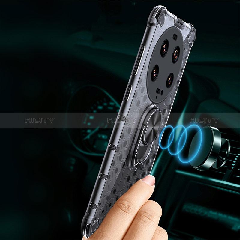 Funda Bumper Silicona Transparente Espejo 360 Grados con Magnetico Anillo de dedo Soporte AM1 para Xiaomi Mi 13 Ultra 5G