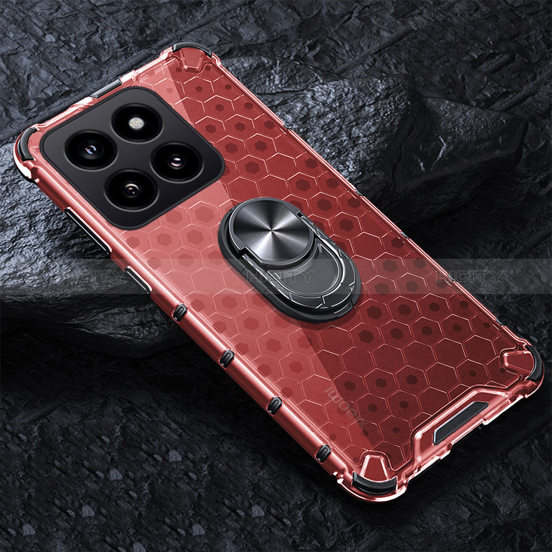 Funda Bumper Silicona Transparente Espejo 360 Grados con Magnetico Anillo de dedo Soporte AM1 para Xiaomi Mi 14 Pro 5G