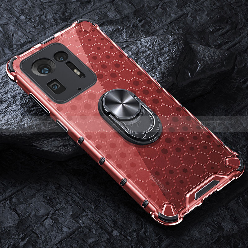 Funda Bumper Silicona Transparente Espejo 360 Grados con Magnetico Anillo de dedo Soporte AM1 para Xiaomi Mi Mix 4 5G