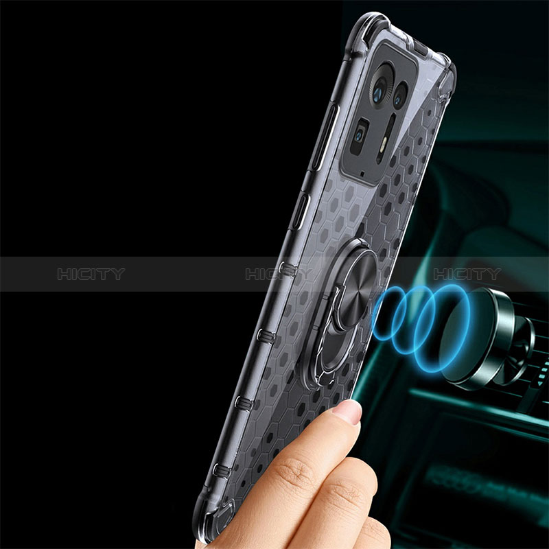 Funda Bumper Silicona Transparente Espejo 360 Grados con Magnetico Anillo de dedo Soporte AM1 para Xiaomi Mi Mix 4 5G