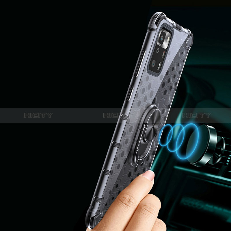 Funda Bumper Silicona Transparente Espejo 360 Grados con Magnetico Anillo de dedo Soporte AM1 para Xiaomi Poco X3 GT 5G