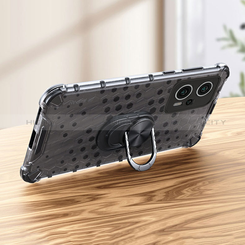 Funda Bumper Silicona Transparente Espejo 360 Grados con Magnetico Anillo de dedo Soporte AM1 para Xiaomi Poco X4 GT 5G