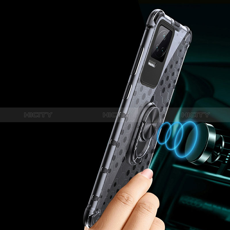 Funda Bumper Silicona Transparente Espejo 360 Grados con Magnetico Anillo de dedo Soporte AM1 para Xiaomi Redmi K40S 5G