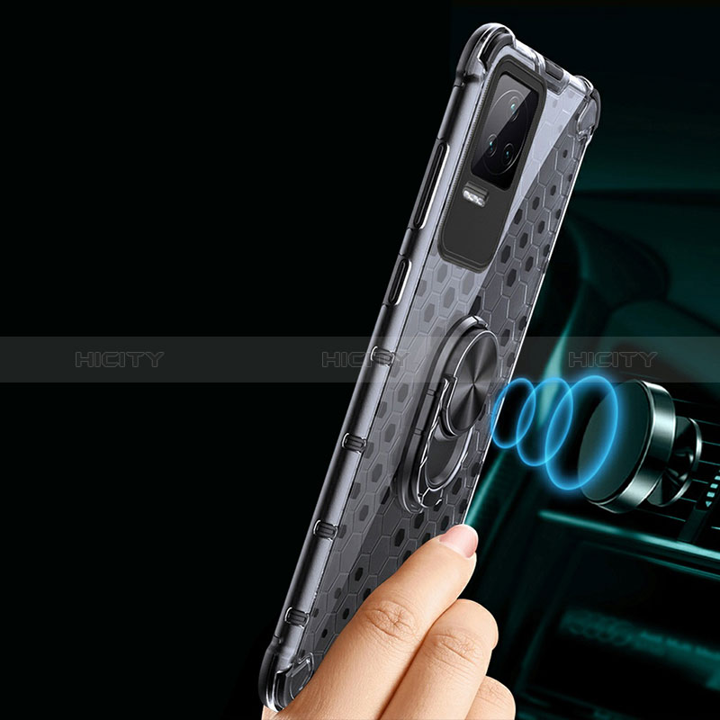 Funda Bumper Silicona Transparente Espejo 360 Grados con Magnetico Anillo de dedo Soporte AM1 para Xiaomi Redmi K50 5G