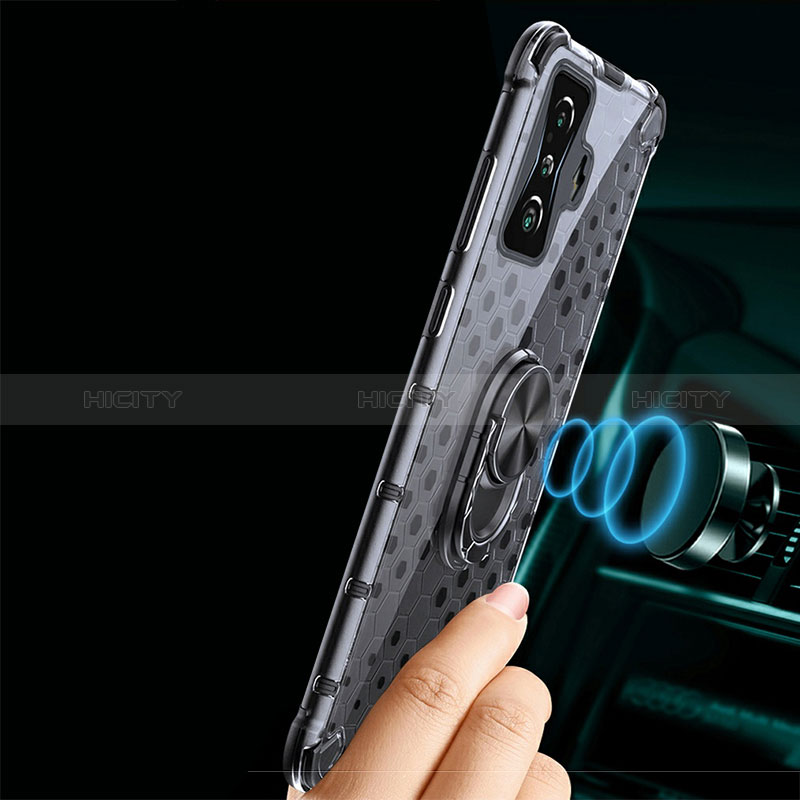 Funda Bumper Silicona Transparente Espejo 360 Grados con Magnetico Anillo de dedo Soporte AM1 para Xiaomi Redmi K50 Gaming 5G