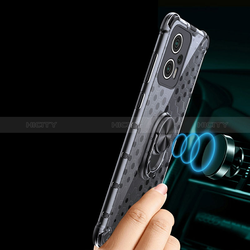 Funda Bumper Silicona Transparente Espejo 360 Grados con Magnetico Anillo de dedo Soporte AM1 para Xiaomi Redmi K50i 5G