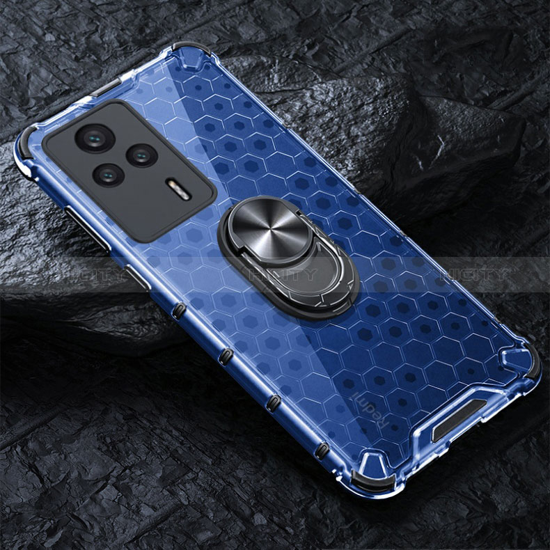 Funda Bumper Silicona Transparente Espejo 360 Grados con Magnetico Anillo de dedo Soporte AM1 para Xiaomi Redmi K60E 5G