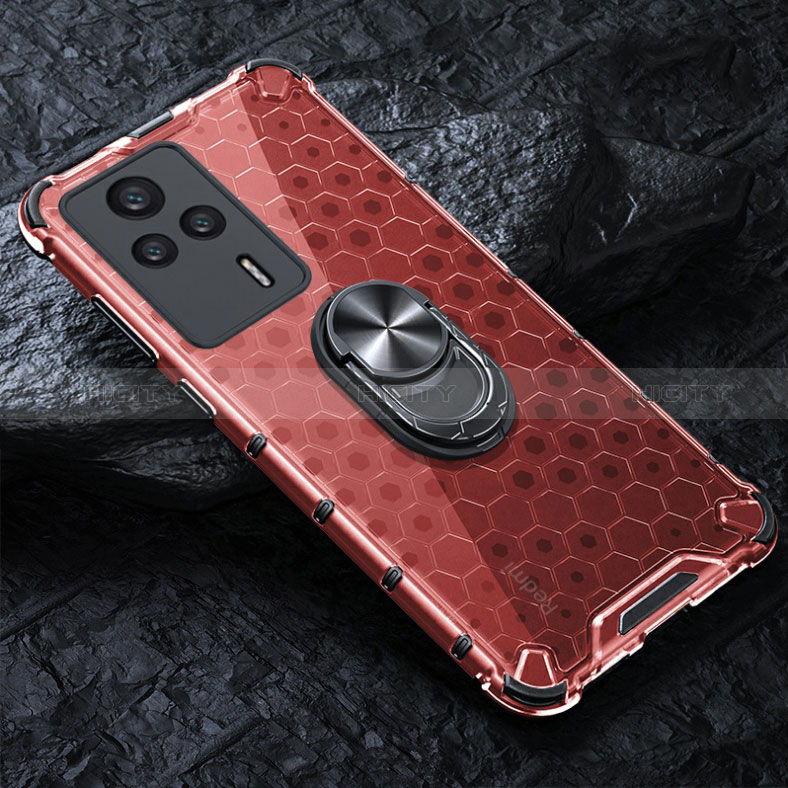 Funda Bumper Silicona Transparente Espejo 360 Grados con Magnetico Anillo de dedo Soporte AM1 para Xiaomi Redmi K60E 5G