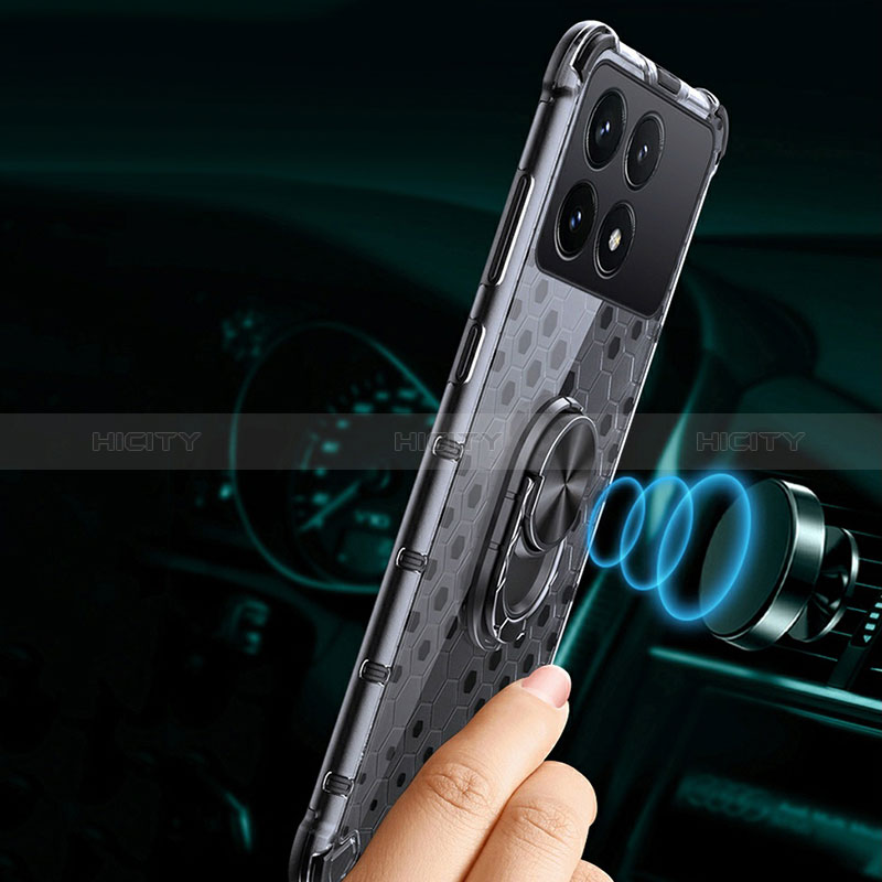 Funda Bumper Silicona Transparente Espejo 360 Grados con Magnetico Anillo de dedo Soporte AM1 para Xiaomi Redmi K70E 5G