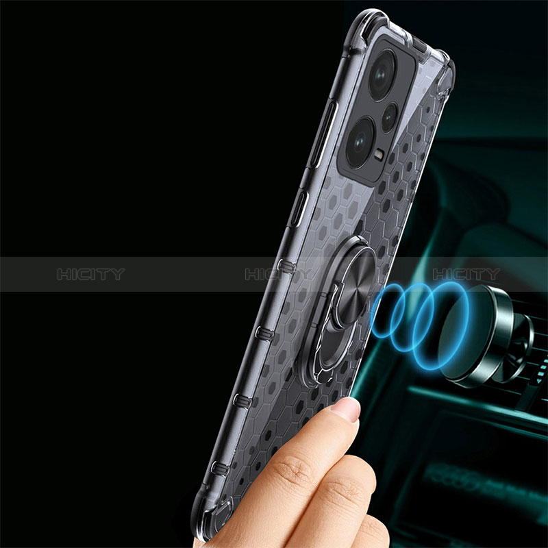 Funda Bumper Silicona Transparente Espejo 360 Grados con Magnetico Anillo de dedo Soporte AM1 para Xiaomi Redmi Note 12 Pro 5G