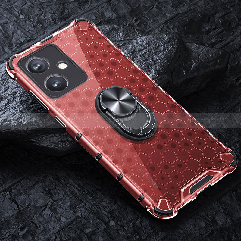 Funda Bumper Silicona Transparente Espejo 360 Grados con Magnetico Anillo de dedo Soporte AM1 para Xiaomi Redmi Note 12R Pro 5G