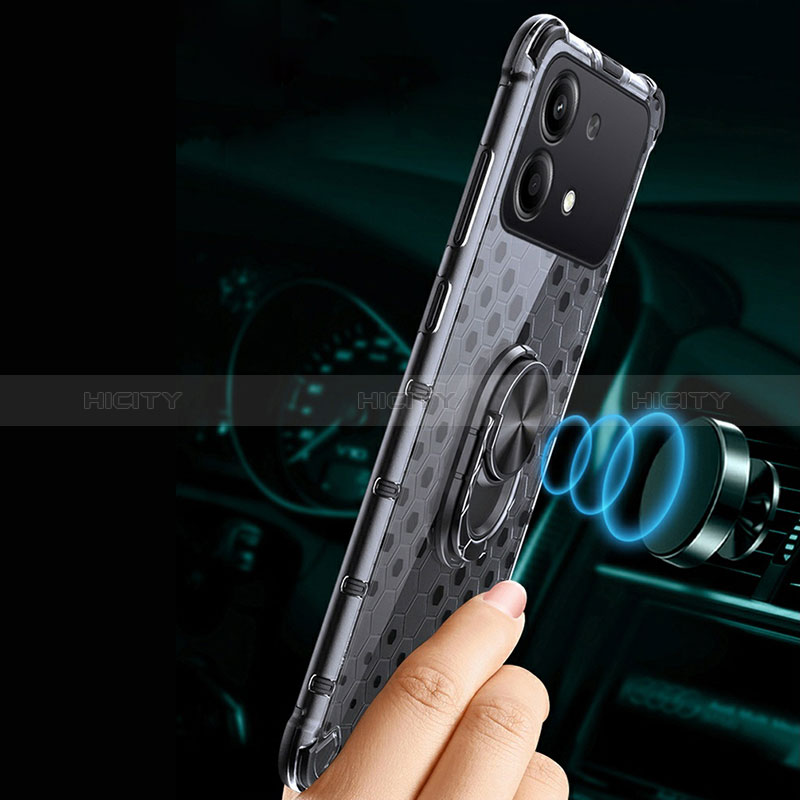 Funda Bumper Silicona Transparente Espejo 360 Grados con Magnetico Anillo de dedo Soporte AM1 para Xiaomi Redmi Note 13R Pro 5G