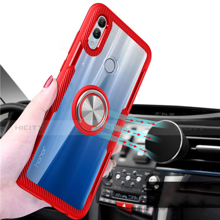 Funda Bumper Silicona Transparente Espejo 360 Grados con Magnetico Anillo de dedo Soporte para Huawei Honor 10 Lite