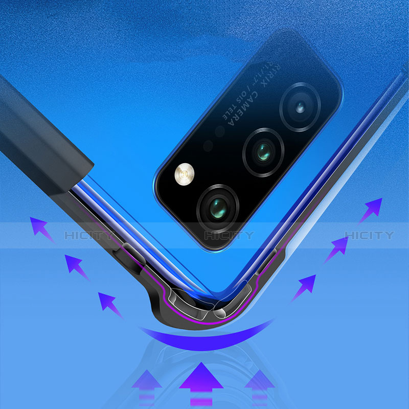 Funda Bumper Silicona Transparente Espejo 360 Grados con Magnetico Anillo de dedo Soporte para Huawei Honor V30 5G