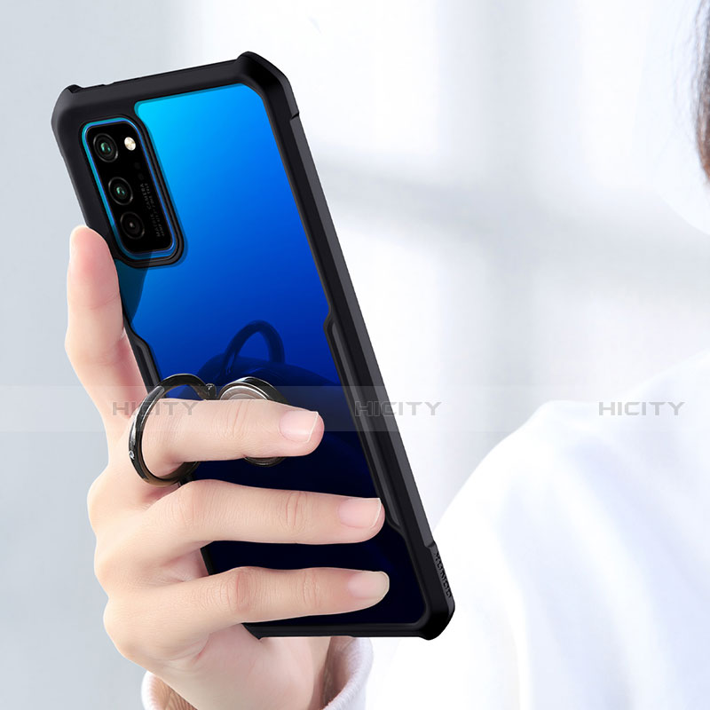 Funda Bumper Silicona Transparente Espejo 360 Grados con Magnetico Anillo de dedo Soporte para Huawei Honor V30 Pro 5G