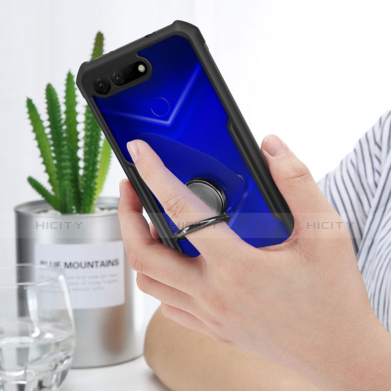 Funda Bumper Silicona Transparente Espejo 360 Grados con Magnetico Anillo de dedo Soporte para Huawei Honor View 20