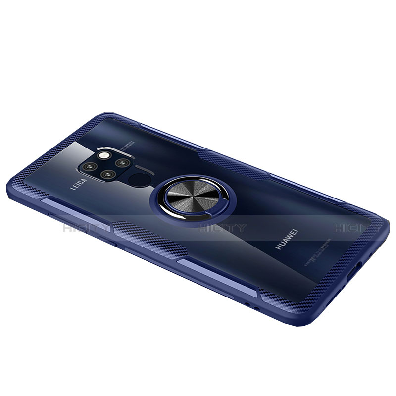 Funda Bumper Silicona Transparente Espejo 360 Grados con Magnetico Anillo de dedo Soporte para Huawei Mate 20