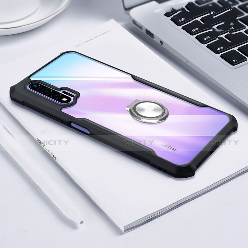 Funda Bumper Silicona Transparente Espejo 360 Grados con Magnetico Anillo de dedo Soporte para Huawei Nova 6 5G