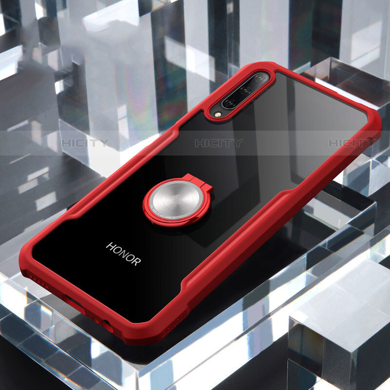 Funda Bumper Silicona Transparente Espejo 360 Grados con Magnetico Anillo de dedo Soporte para Huawei P Smart Pro (2019)