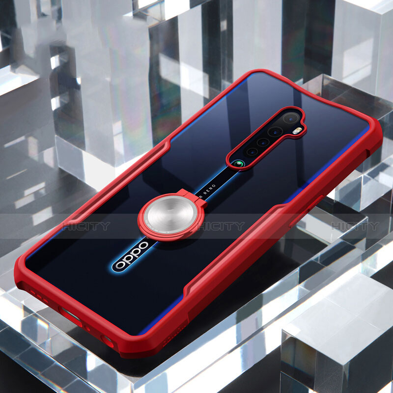 Funda Bumper Silicona Transparente Espejo 360 Grados con Magnetico Anillo de dedo Soporte para Oppo Reno2