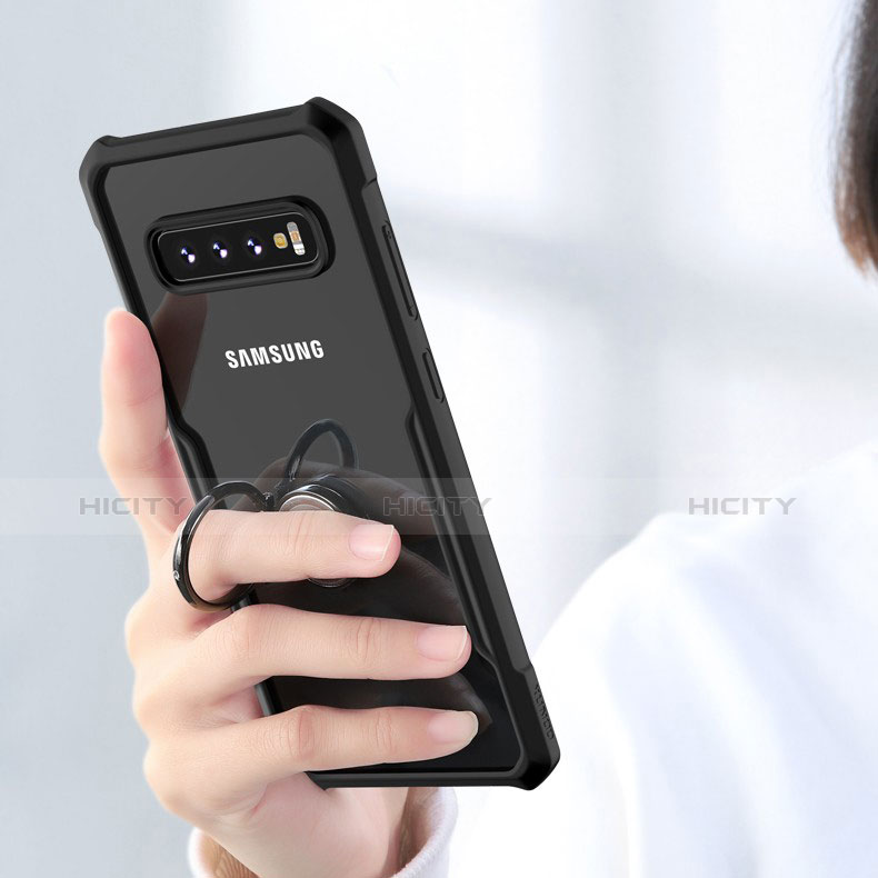 Funda Bumper Silicona Transparente Espejo 360 Grados con Magnetico Anillo de dedo Soporte para Samsung Galaxy S10