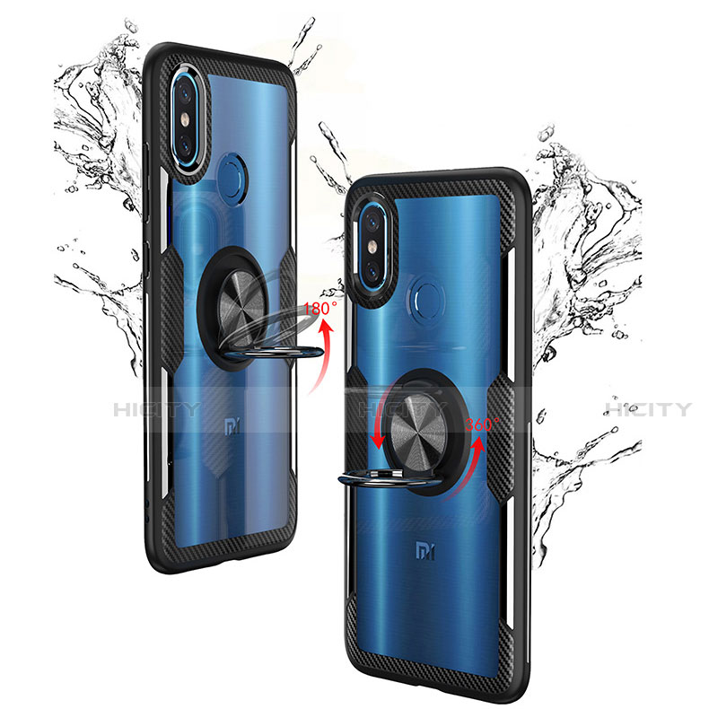 Funda Bumper Silicona Transparente Espejo 360 Grados con Magnetico Anillo de dedo Soporte para Xiaomi Mi 8