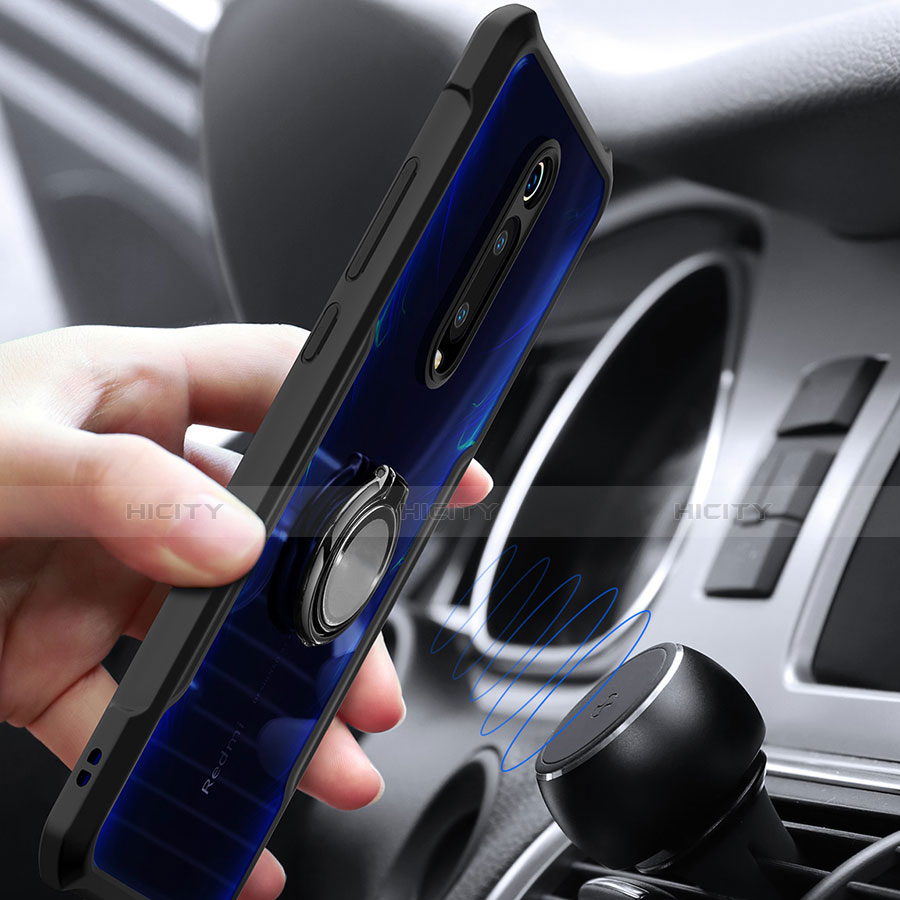 Funda Bumper Silicona Transparente Espejo 360 Grados con Magnetico Anillo de dedo Soporte para Xiaomi Mi 9T