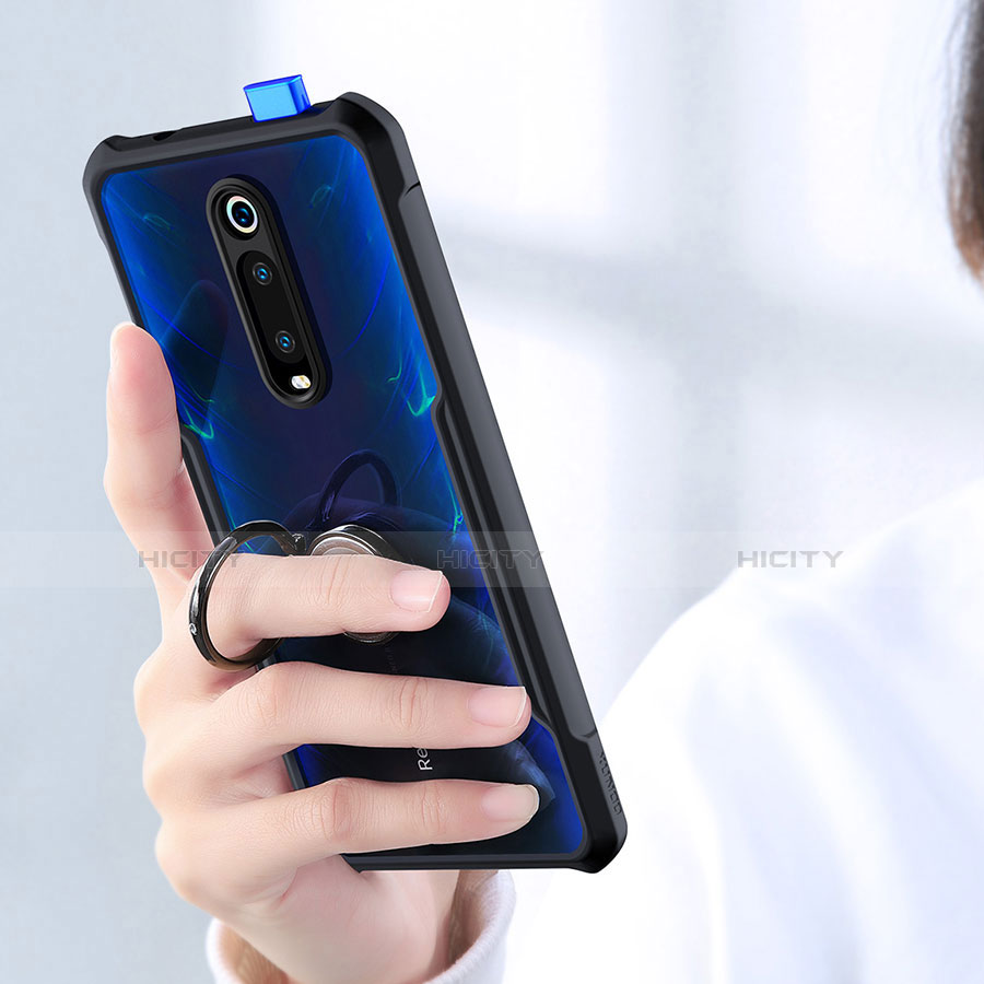 Funda Bumper Silicona Transparente Espejo 360 Grados con Magnetico Anillo de dedo Soporte para Xiaomi Redmi K20 Pro