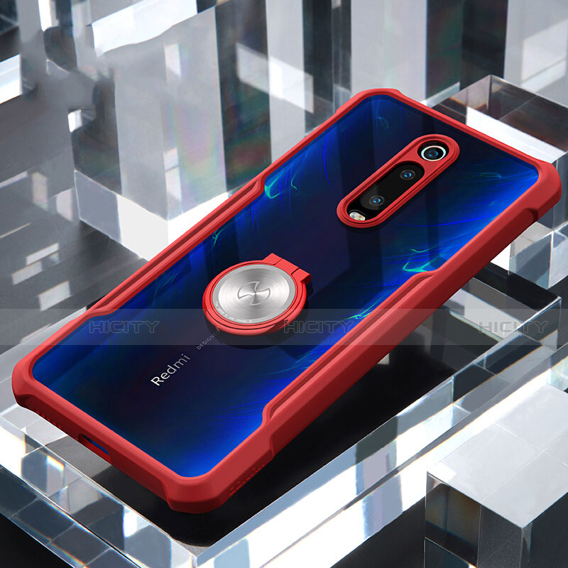 Funda Bumper Silicona Transparente Espejo 360 Grados con Magnetico Anillo de dedo Soporte T01 para Xiaomi Redmi K20 Pro