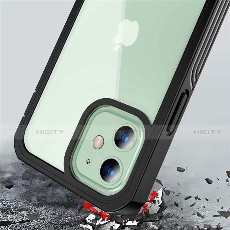 Funda Bumper Silicona Transparente Espejo 360 Grados para Apple iPhone 12 Negro