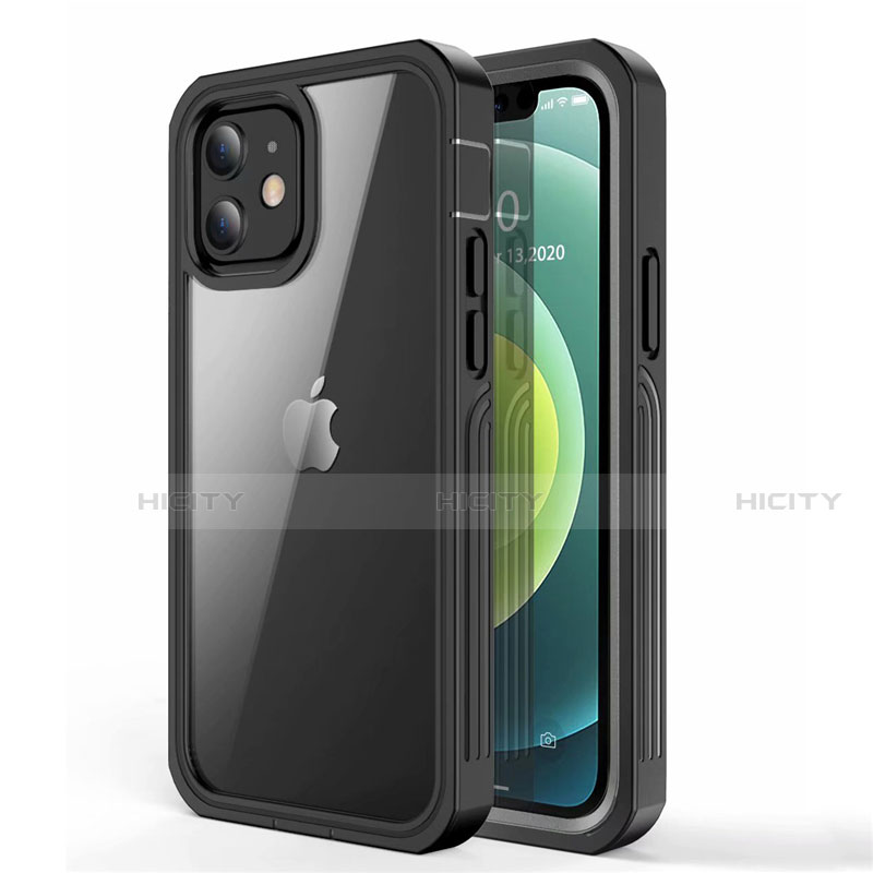 Funda Bumper Silicona Transparente Espejo 360 Grados para Apple iPhone 12 Negro