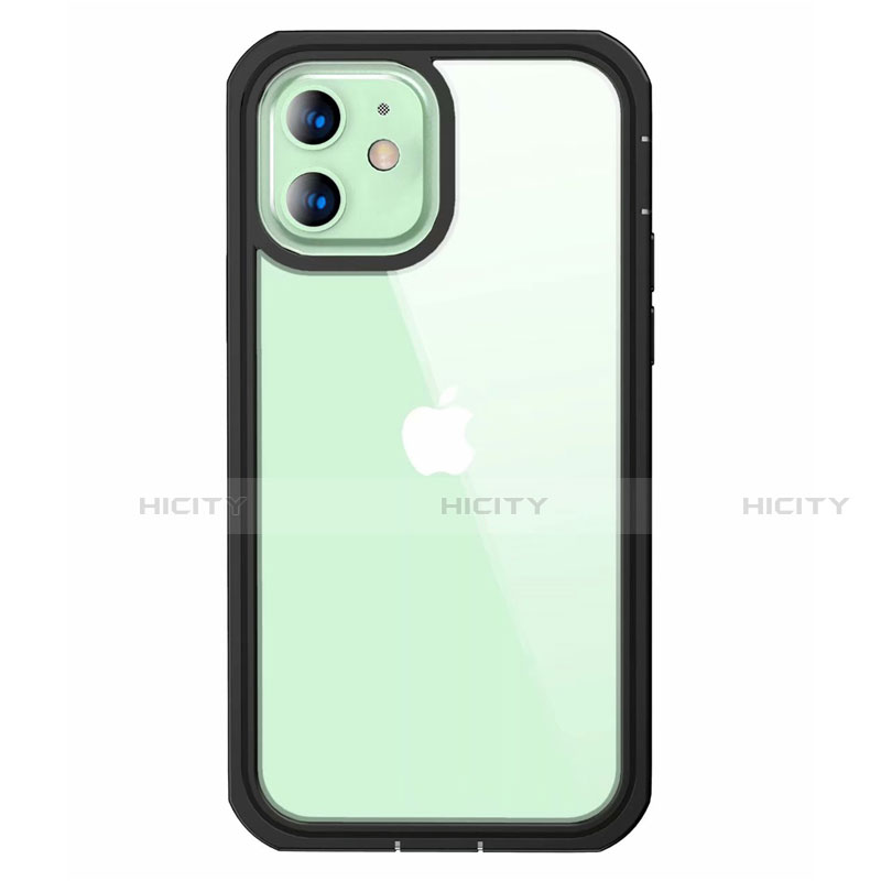 Funda Bumper Silicona Transparente Espejo 360 Grados para Apple iPhone 12 Negro