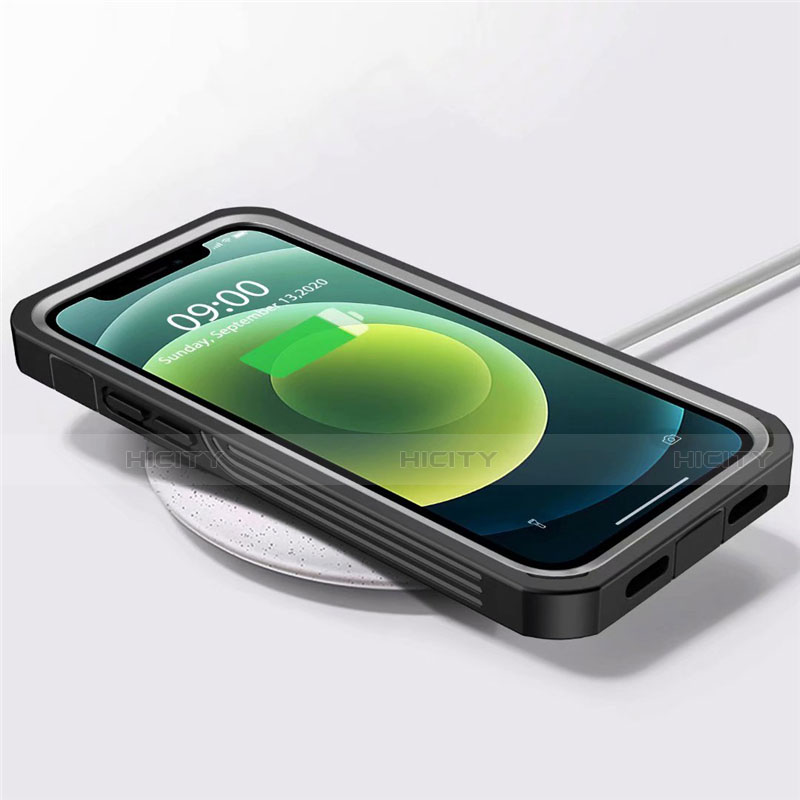 Funda Bumper Silicona Transparente Espejo 360 Grados para Apple iPhone 12 Negro