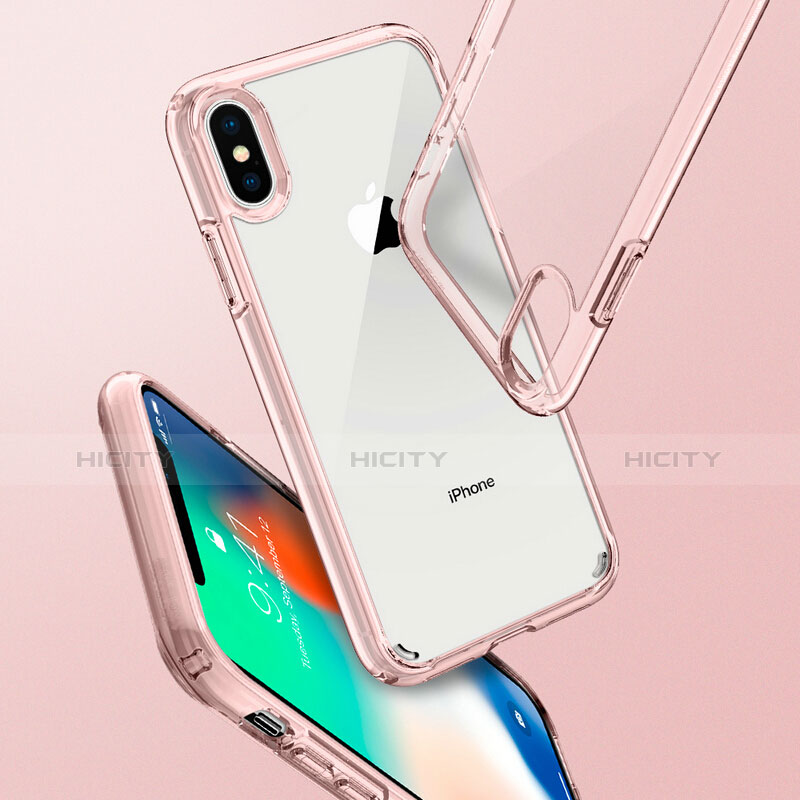 Funda Bumper Silicona Transparente Espejo 360 Grados para Apple iPhone Xs Max Rosa