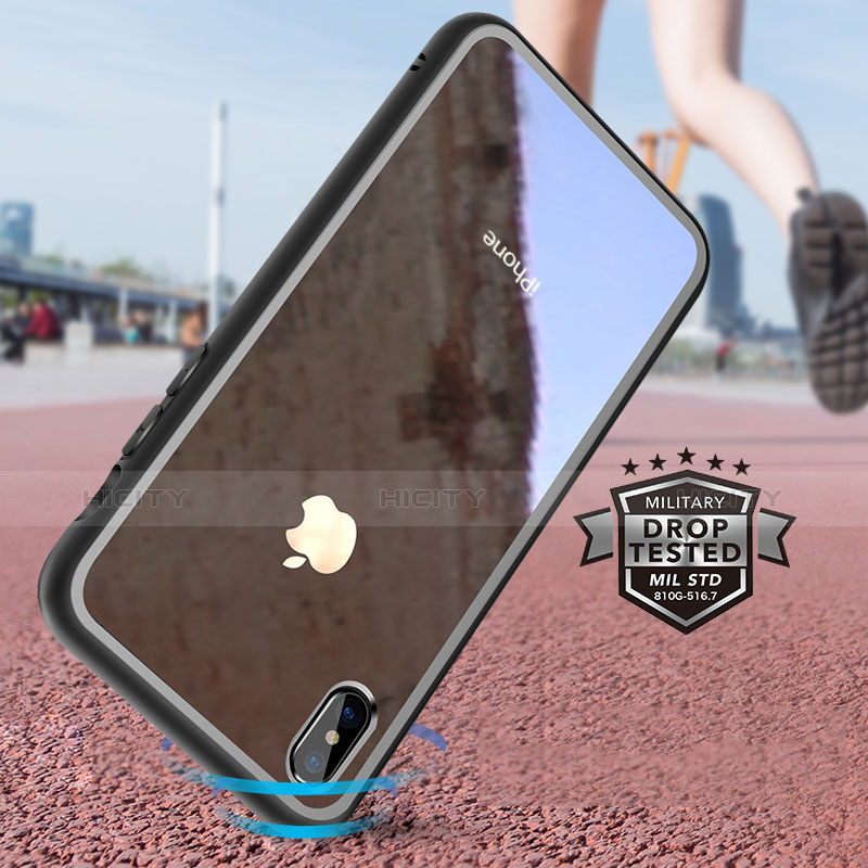 Funda Bumper Silicona Transparente Espejo 360 Grados para Apple iPhone Xs Negro