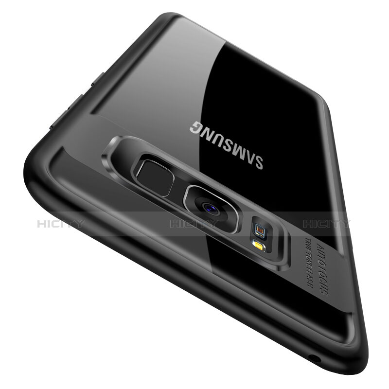 Funda Bumper Silicona Transparente Espejo 360 Grados T02 para Samsung Galaxy S8 Negro