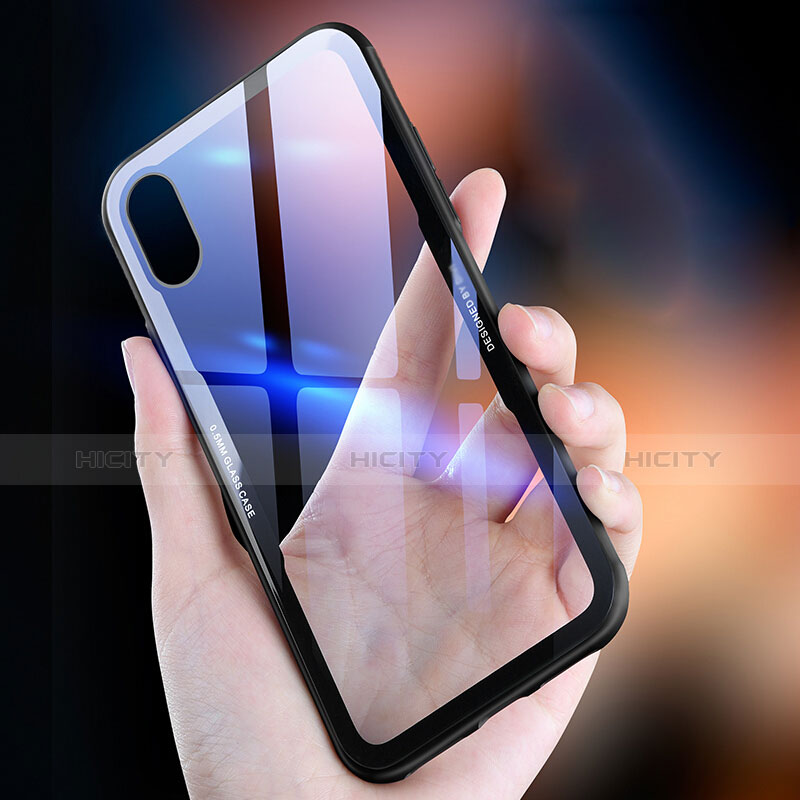 Funda Bumper Silicona Transparente Espejo 360 Grados T03 para Apple iPhone Xs Negro