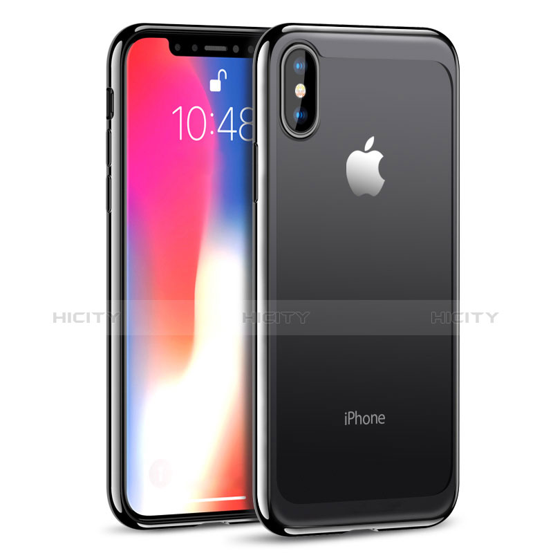 Funda Bumper Silicona Transparente Espejo 360 Grados T05 para Apple iPhone Xs Negro