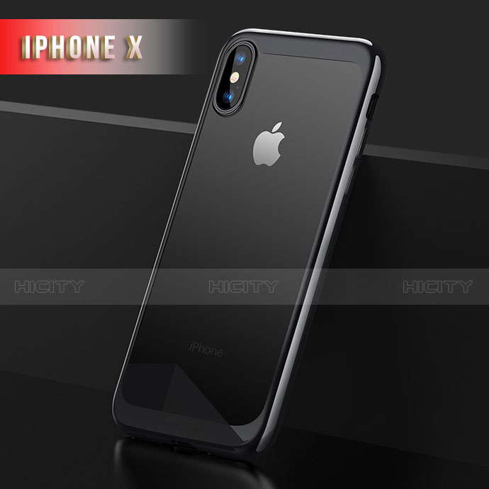 Funda Bumper Silicona Transparente Espejo 360 Grados T05 para Apple iPhone Xs Negro