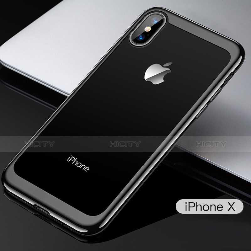 Funda Bumper Silicona Transparente Espejo 360 Grados T05 para Apple iPhone Xs Negro